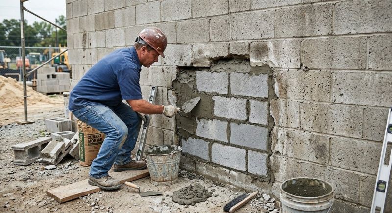 Cinder Block Wall Repair in Courtland, AL
