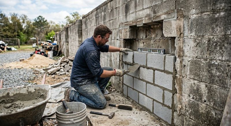 Cinder Block Wall Repair in Hartselle, AL