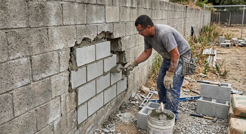 Concrete Block Wall Repair in Athens, AL