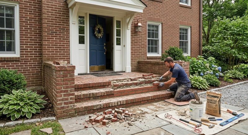 Entryway Brick Repair in Athens, AL